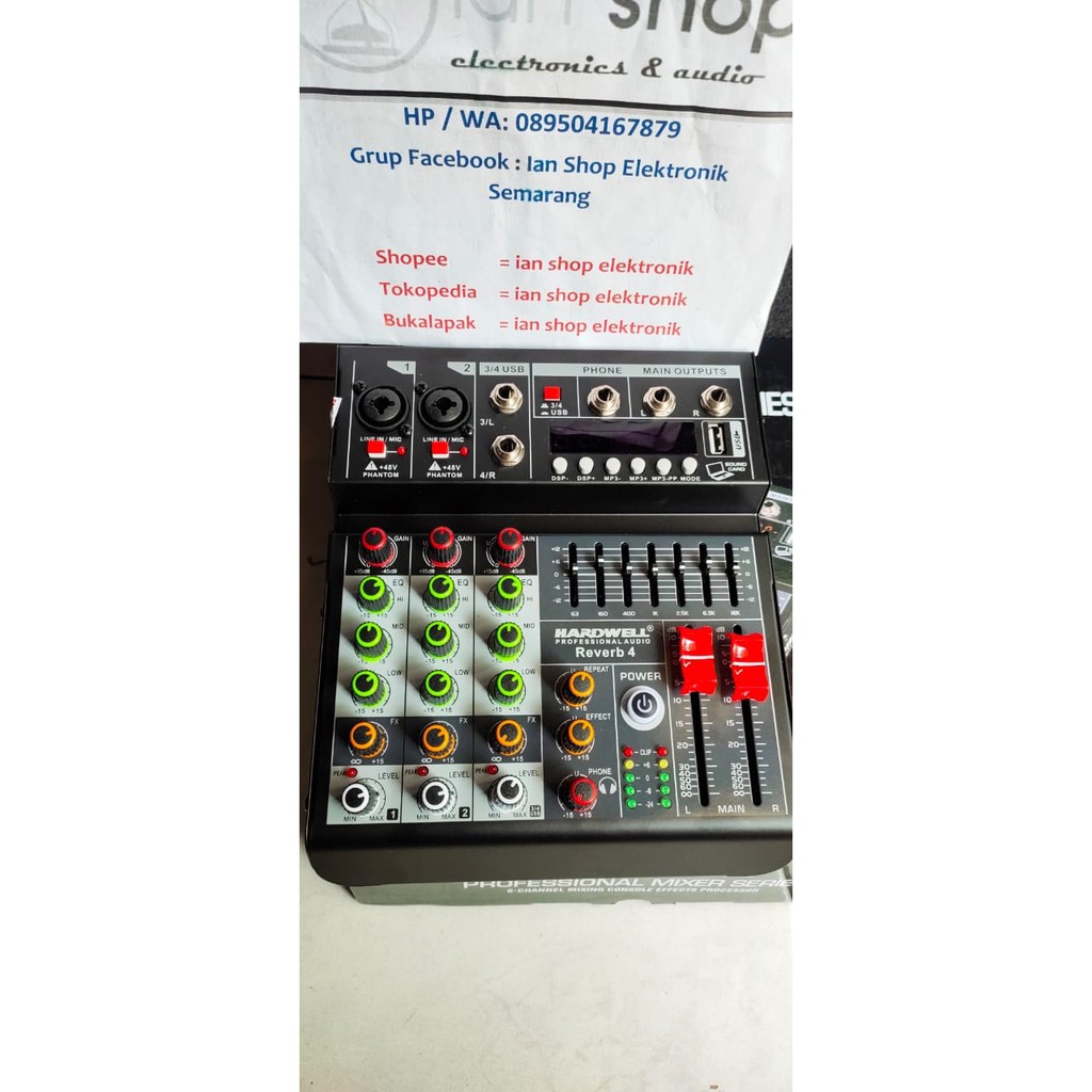 Mixer Audio Hardwell Reverb4 4 Channel Efek DSP Reverb USB Ori