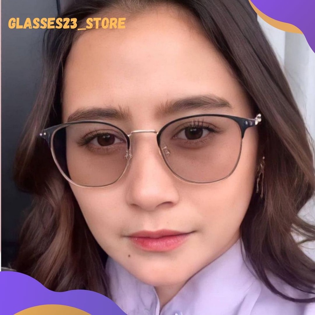 PHOTOCROMIC...FREE BOX DAN LAP Kacamata Frame Titanium Trendy Pria Dan Wanita Vintage Korean Style