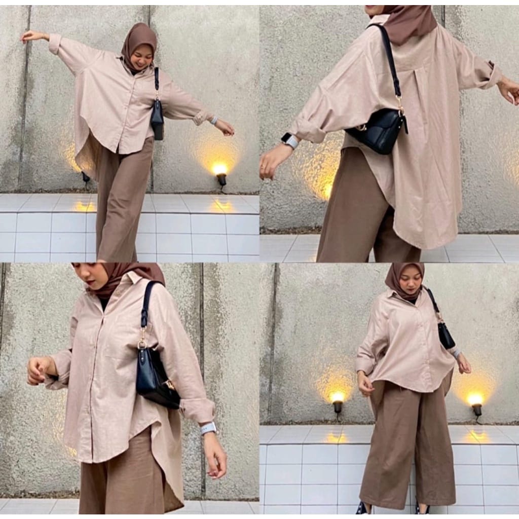 KEMEJA LINEN OVERSIZE SHIRT / OVERSIZE KEMEJA POLOS EMEJA WANITA LINEN OVERSIZE