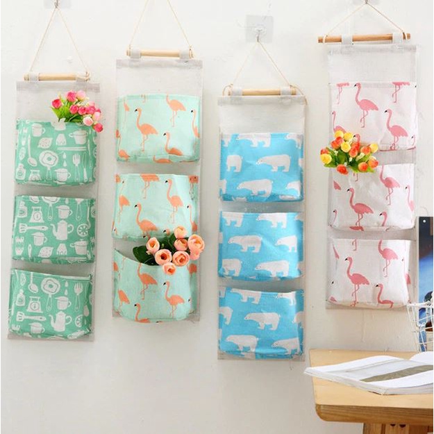 Korean Style Pouch Gantung Hiasan Dinding Rak Kain Model Korea Storage Serbaguna