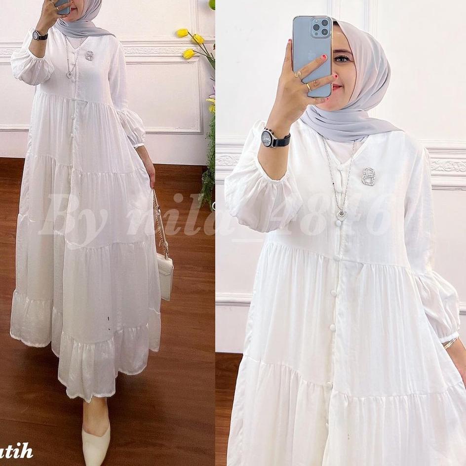 Tidak Diragukan.. Gamis Midi Dress Premium Baju Dress Wanita Muslim Long Dress Jumbo XL, XXL, XXXL D