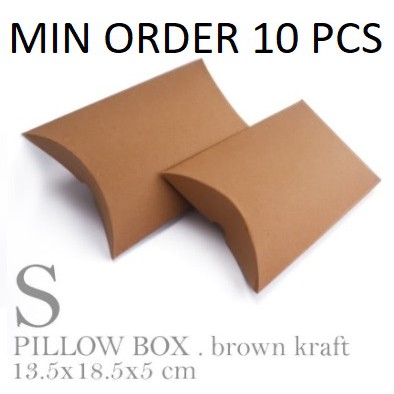 

PB02 S 13x18x5 cm Pillow Box Paper Bag Kotak Hadiah Dus Souvenir Brown Kraft White Ivory