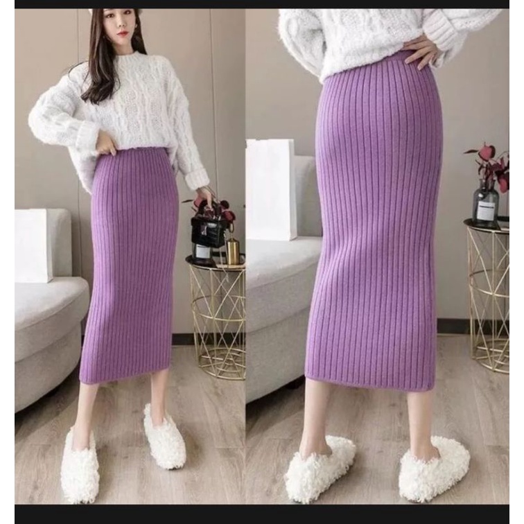 Rok Span Panjang Semi Rajut Knit All Size