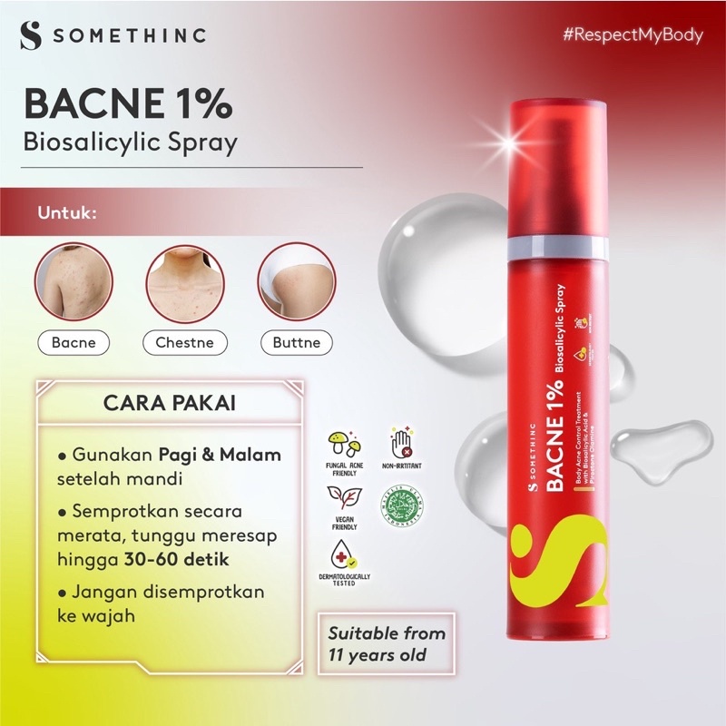 SOMETHINC Bacne 1% Biosalicylic Spray Jerawat Badan