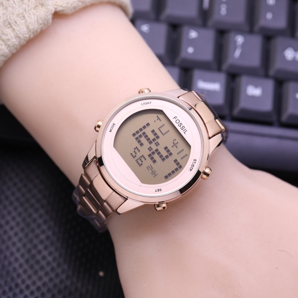 Jam Tangan Wanita Fashion S31008L Digital Tali Rantai Tanggal Hari Aktif Free Box &amp; Baterai