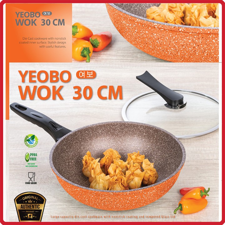 Panci Wajan Teflon Anti Lengket GRANITE ORANGE NEW YEOBO 30cm