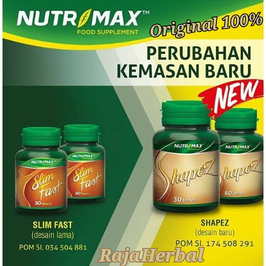 NUTRIMAX SHAPEZ ISI 30 TABLET / 60 TABLET UNTUK MELANGSINGKAN BADAN DENGAN MEMBAKAR KARBOHIDRAT DAN 