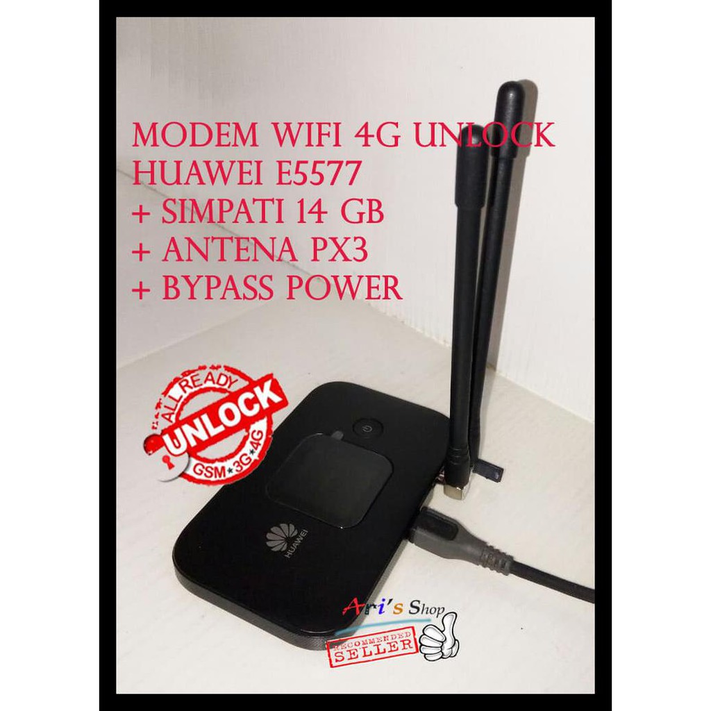 Modem Wifi Mifi 4G Simpati Telkomsel Huawei E5577 Unlock + Antena