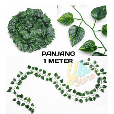 DAUN RAMBAT PLASTIK ARTIFICIAL DEKORASI / DAUN ARTIFICIAL / DAUN RAMBAT DEKORASI / DAUN PLASTIK HIAS SIRIH GADING 100 CM