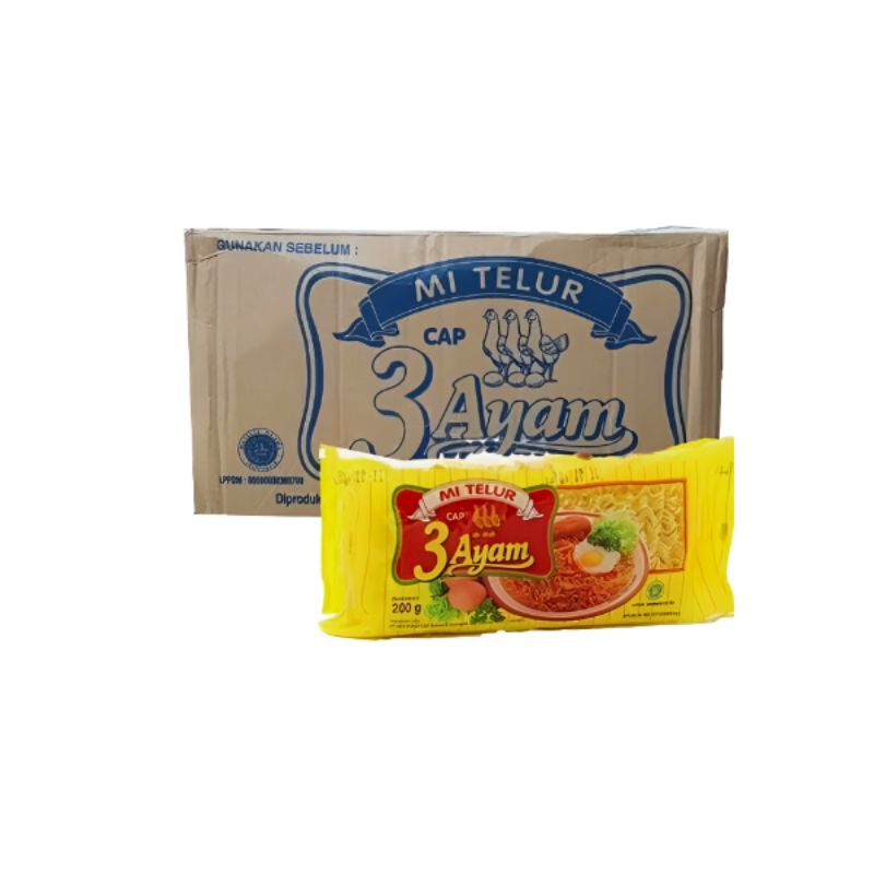 Mie Telor Kuning Cap 3 Ayam (1 Dus isi 20 Pcs)