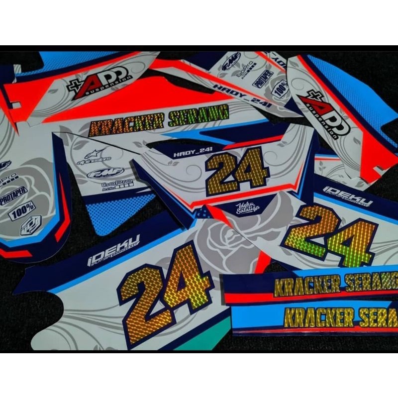 Decal sticker Dekal motor Klx dtracker Klx BF cutting orange stabillo no start cutting gold carbon