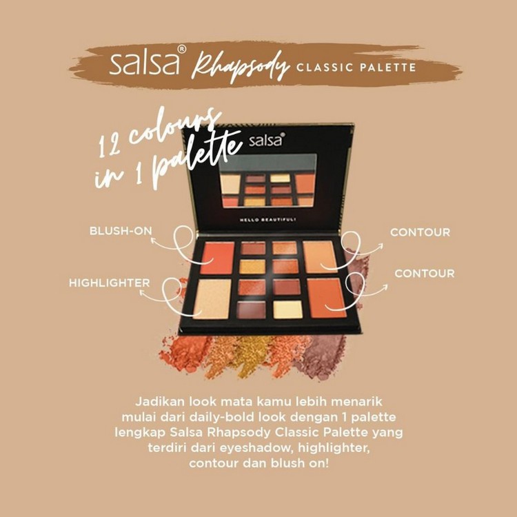 SALSA Rhapsody Face Palette Eyeshadow Contour Highlighter Blush On ✔️BPOM Eye Shadow palet ( KIMIKO )