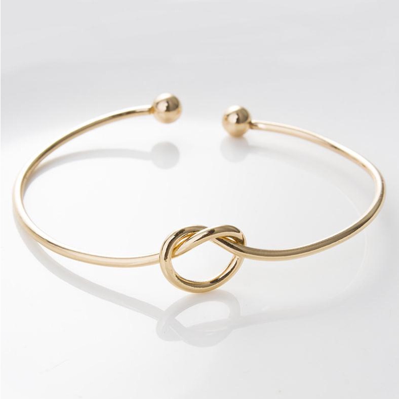 Gelang Bangle Open Desain Simpul Bahan Metal Untuk Wanita