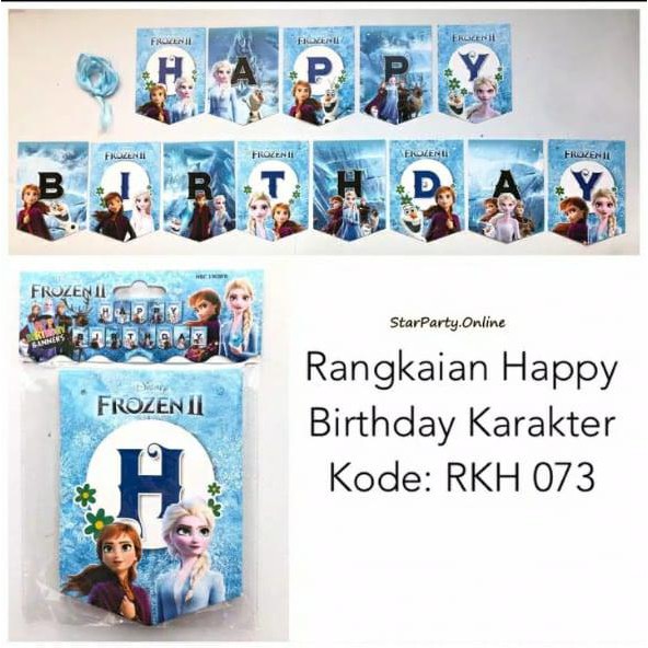 Banner Segi 5 Ultah Karakter /Rangkaian Happy Birthday Karakter/ Bunting Flag Ulang Tahun