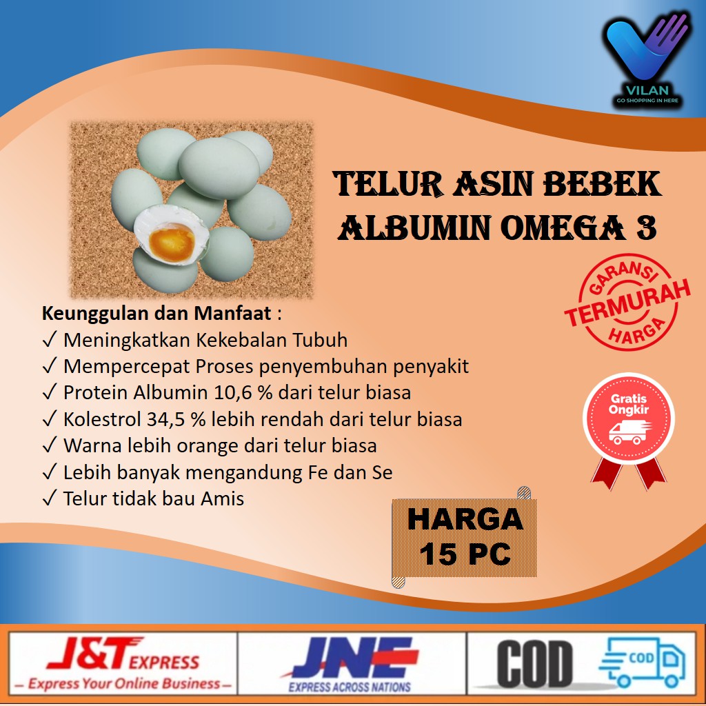 

Telur Bebek Asin Masir Omega 3 Organik Telor Bebek matang mentah 15 Butir Banyak Manfaat