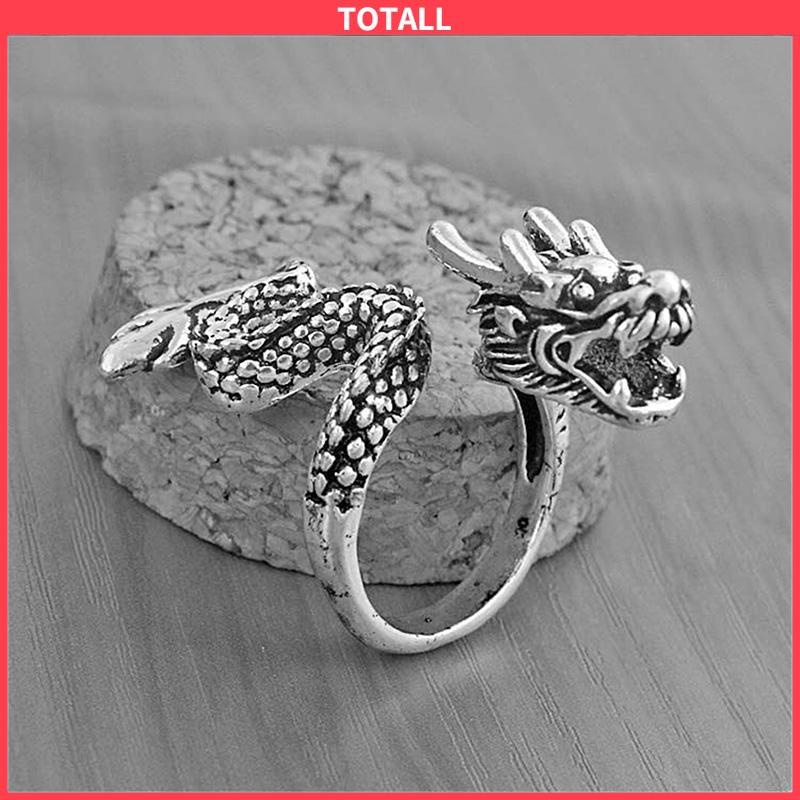 COD Cincin Tunggal Desain Hewan Naga National Gaya Retro-Totall