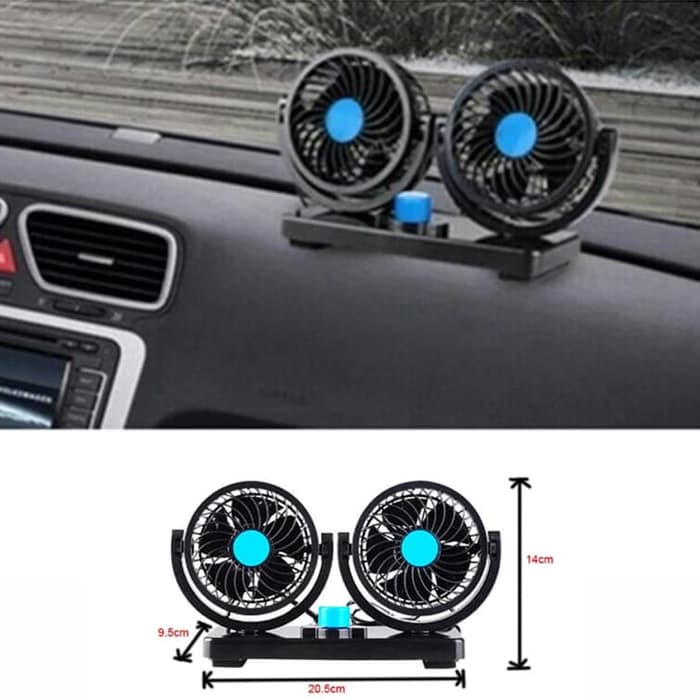 (BISA COD)Kipas Angin Mobil Double Headed Putar 360° 2 Speed 12V-V-303 vanstar/double fan Car Cooling Double Fan