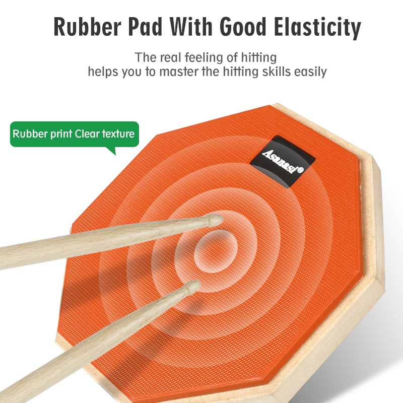 Set Drum Pad Bahan Karet Kayu Ukuran 8 Inci Dengan bracket Bold