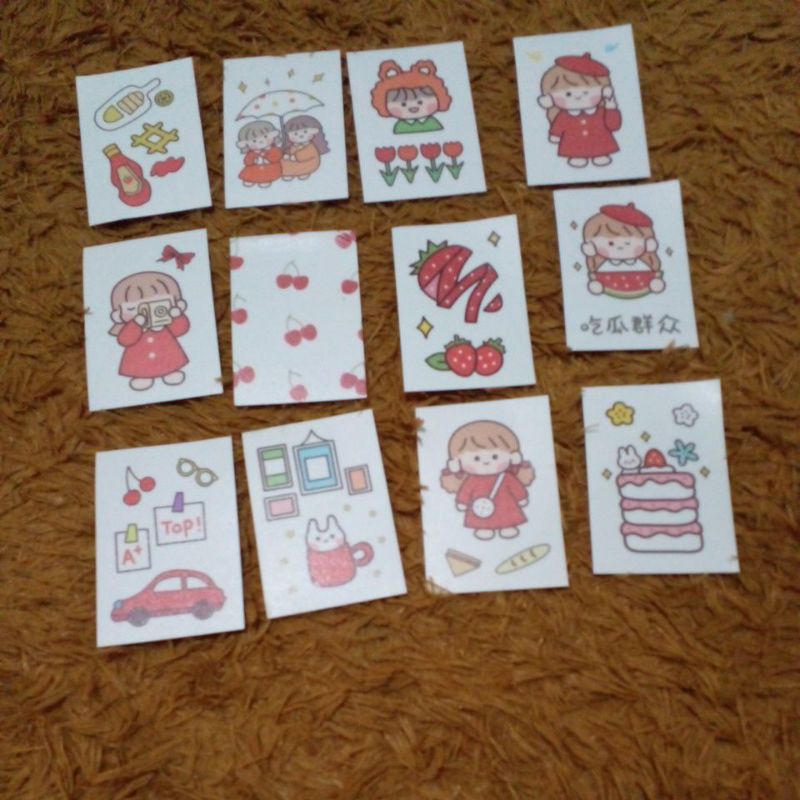 

stiker strawberry perempuan lucu bahan washi