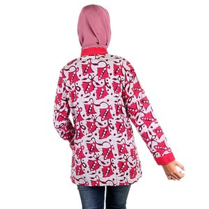 Blus Batik I Blouse Batik I Blus Kerja Wanita Batik Cap Diffa - Merah