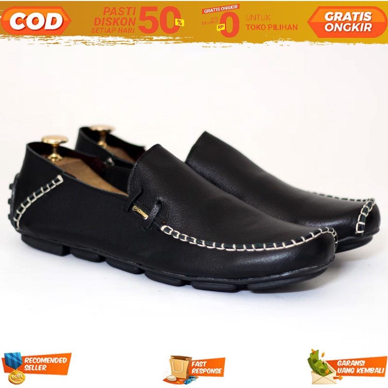 Sepatu Baru Pantofel Mokassin Pria Slip On Kulit Sapi Asli Style Casual Korea 2022 CH - Spatu Pantop