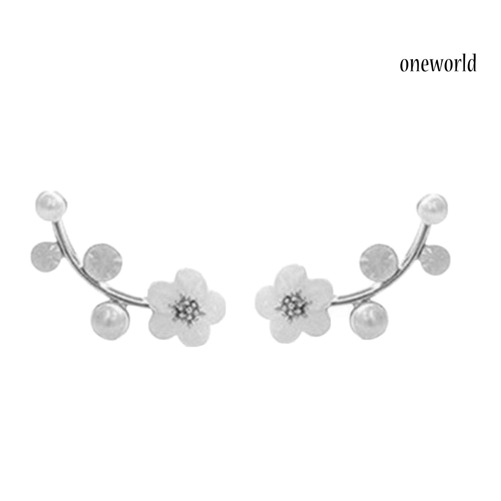 OW@ Elegant Women Flower Leaf Stud Earrings Ear Clip Piercing Jewelry Accessory Gift