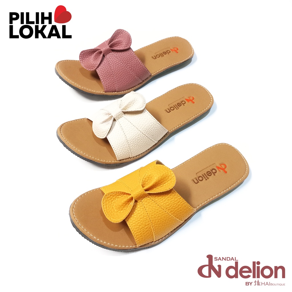 Sandal Wanita Terbaru Slop Flat Sol Karet Anti Licin Motif Bunga Cantik - Sandal Wanita Murah dan Bagus Kekinian - Sandal Papirut Pita Kulit Wanita - Sandal Kulit Jeruk - Sandal Cewe Slop - Sandal Teplek Cewek Lebaran - Sandal Perempuan Karet Empuk