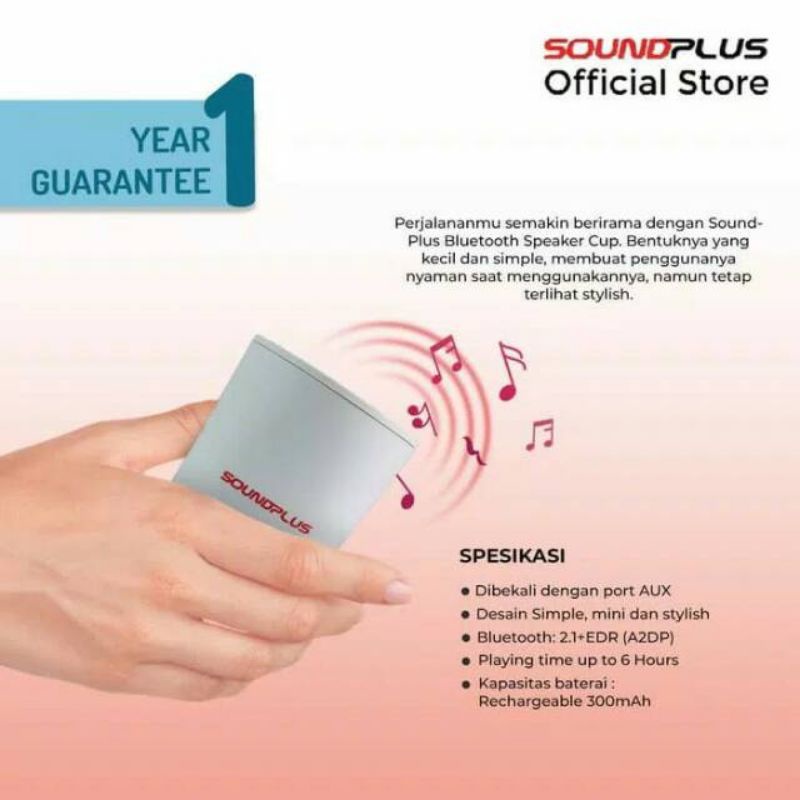 Soundplus cup Portable Speaker Bluetooth Original Garansi Resmi
