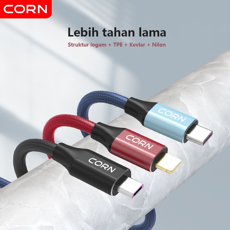 CORN 1.2M 65W Type-C 5A/ Lightning 2.4A/Micro 4A/Super Fast Charging Charger Cable