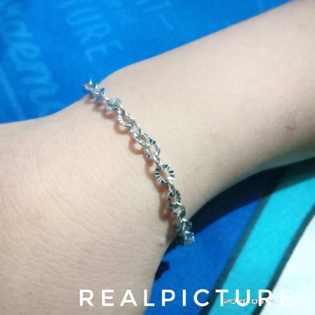 Gelang Titanium wanita motif panjang 18 cm anti karat