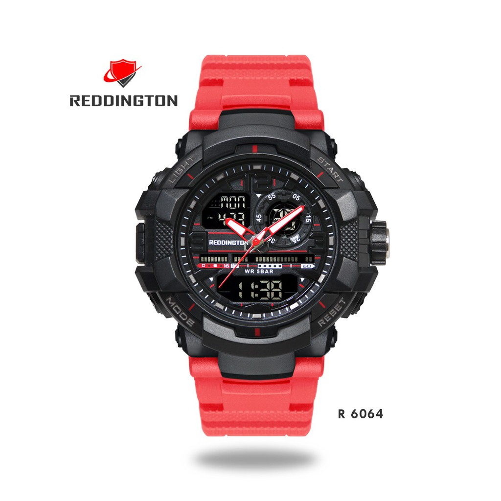 (COD) Jam Tangan Pria Reddington 6064 Ia Original Dualtime Tali Rubber Free Box & Baterai Cadangan -