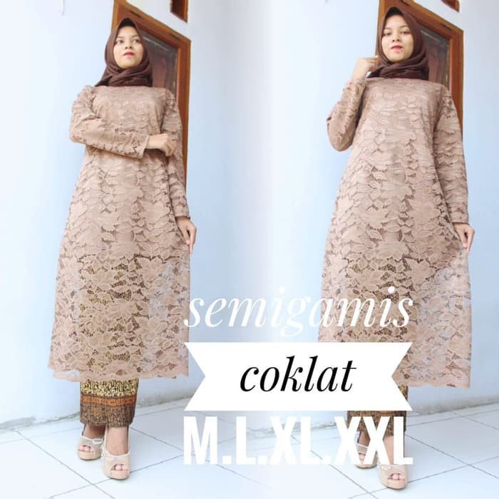 set kebaya brukat semi gamis berkualitas