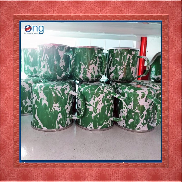 Murah Mug Cangkir Gelas Doreng Lurik Blirik Jadul Enamel 9cm Kedaung KICK9CM - Kuning Berkualitas