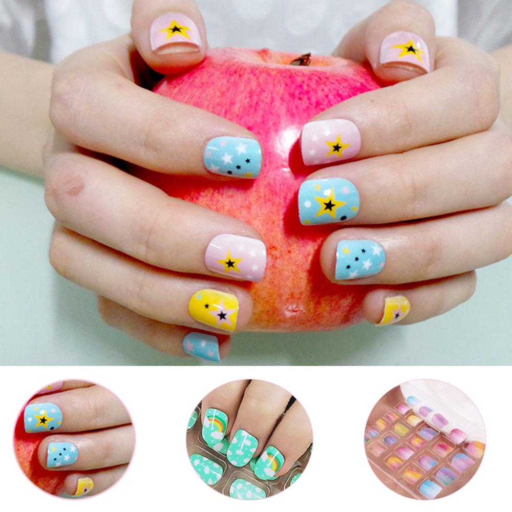 Mxbeauty Tips Kuku Palsu Anak 8desain Lovely Manicure Kartun Pendek DIY Nail Art