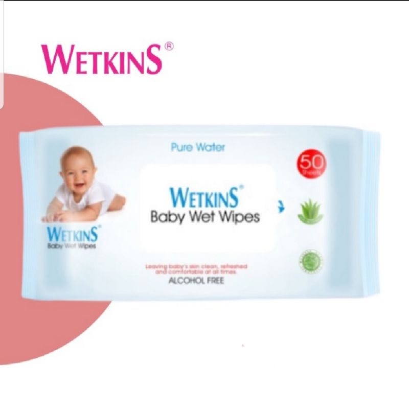 Tisu Tissue Basah Wetkins Baby Blue Pink ISI 50 Sheets