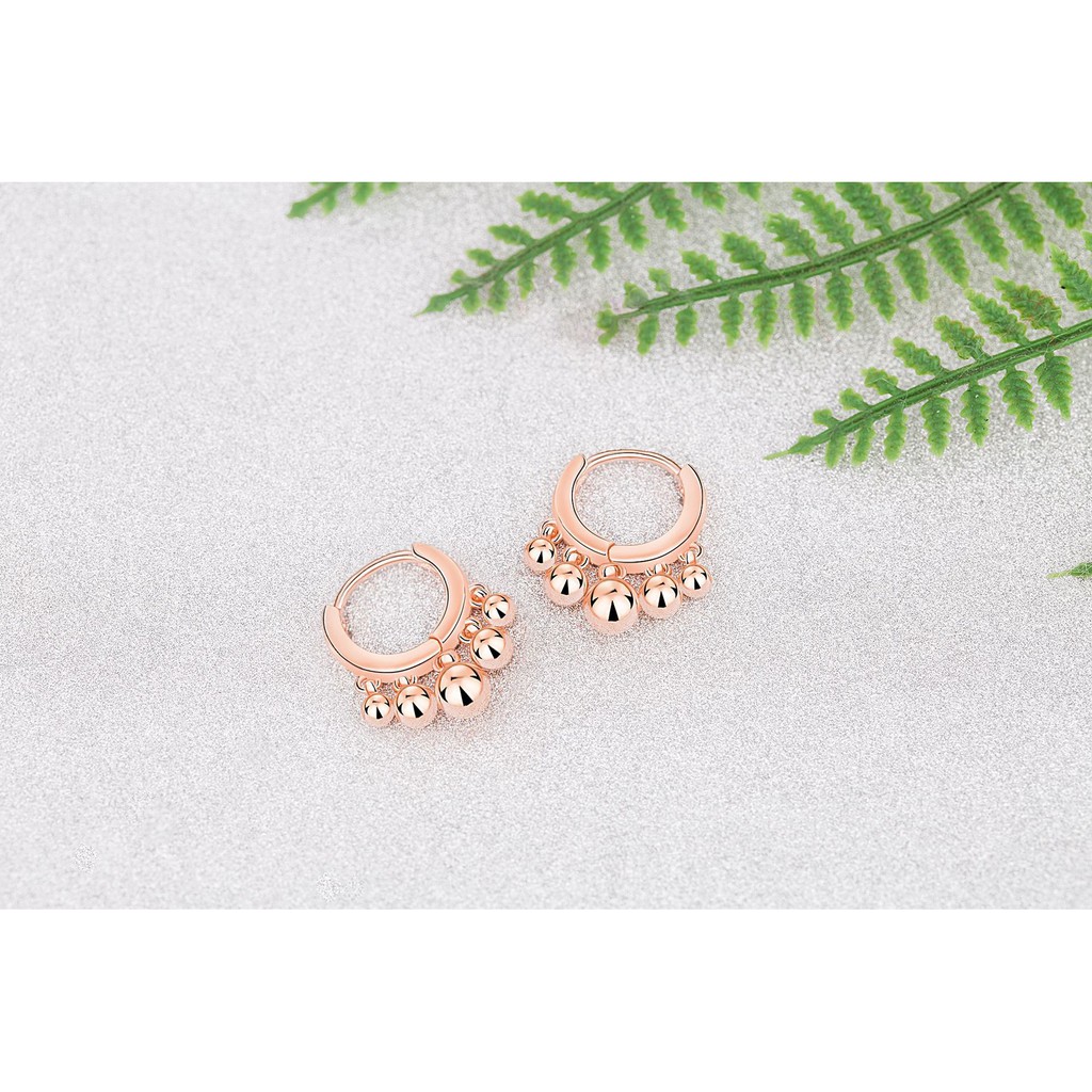 925 Sterling Perak Perempuan Anting-Anting Lima Menunjuk Bintang Bulat Manik-manik Telinga Klip Fashion Ornamen