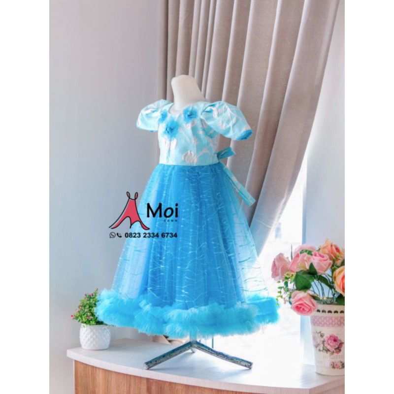 GAUN ANAK BIRU MUDA CANTIK