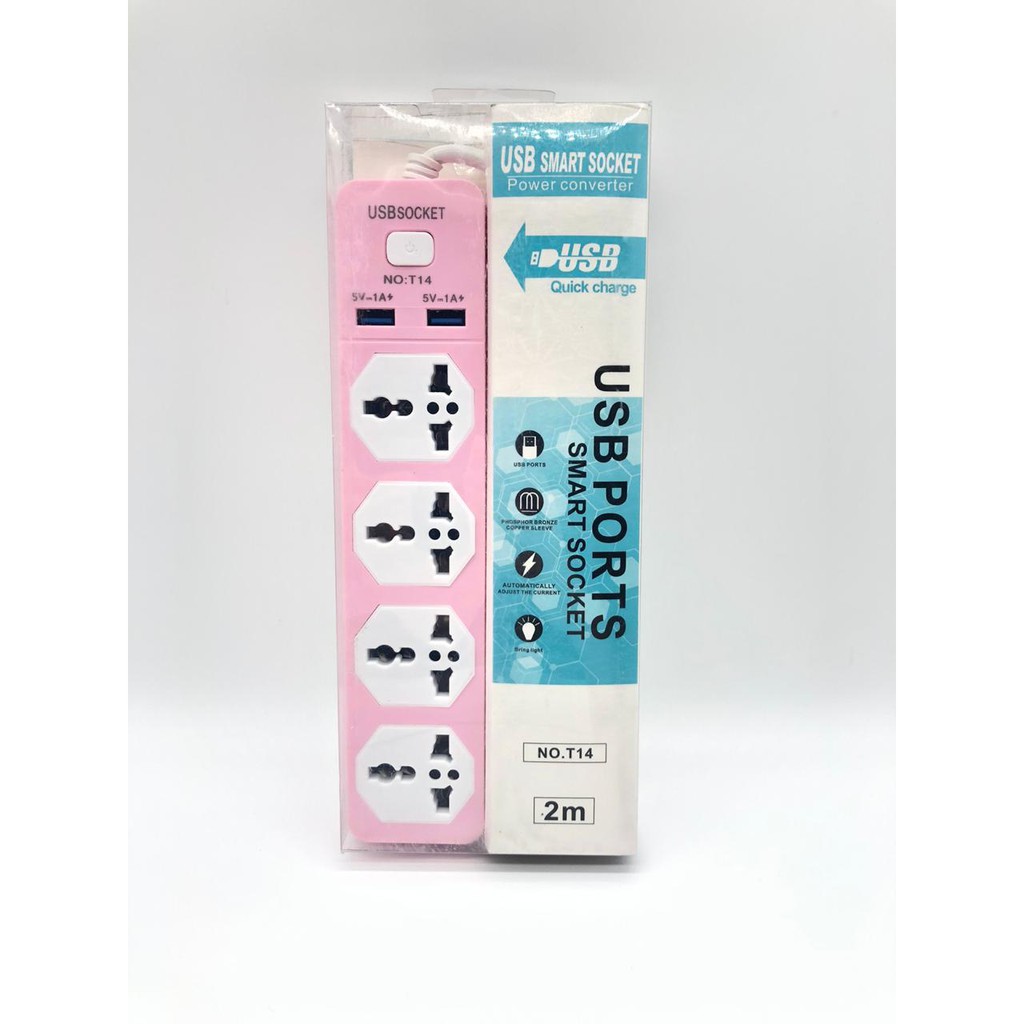 Stop Kontak Smart Power Strip Colokan Adapter Full colok 4 socket  2 USB Port Powerstrip