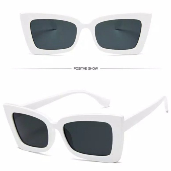 Jual Kacamata Hitam Vintage Fashion Unisex Korea Sunglasses Pria Wanita - Putih Diskon
