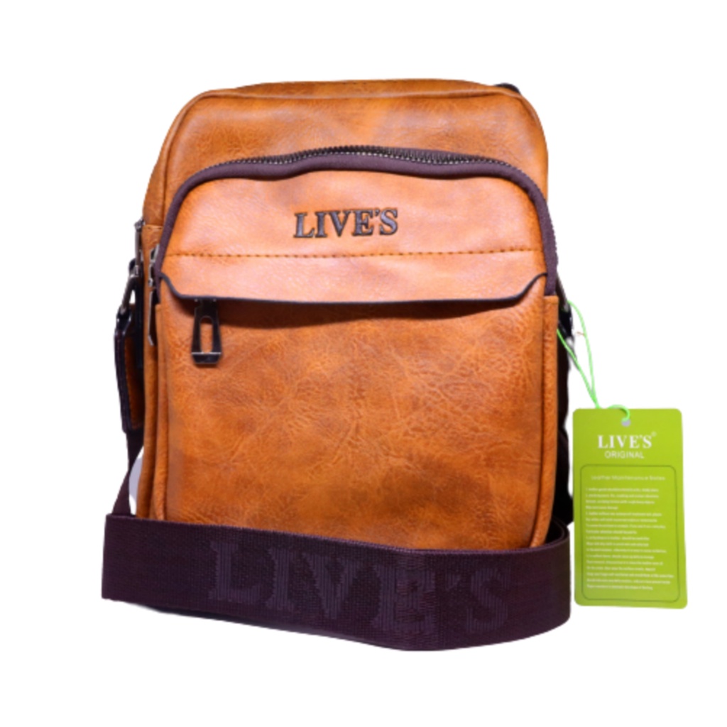 TAS SELEMPANG PRIA LIVES KULIT / LEATHER SLING BAG LIVES / TAS SELEMPANG LIVES 2-13