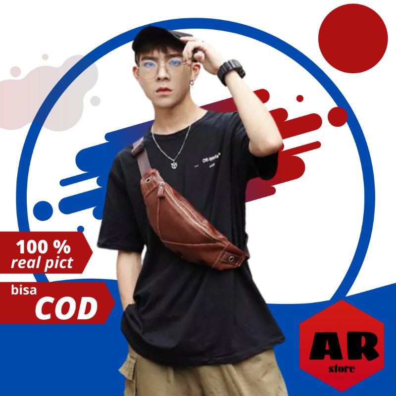 Tas Waist Bag Weist Bag Pria Cowok Kulit /Tas Pinggang Bahu Selempang Slempang Pria Cowok Kulit