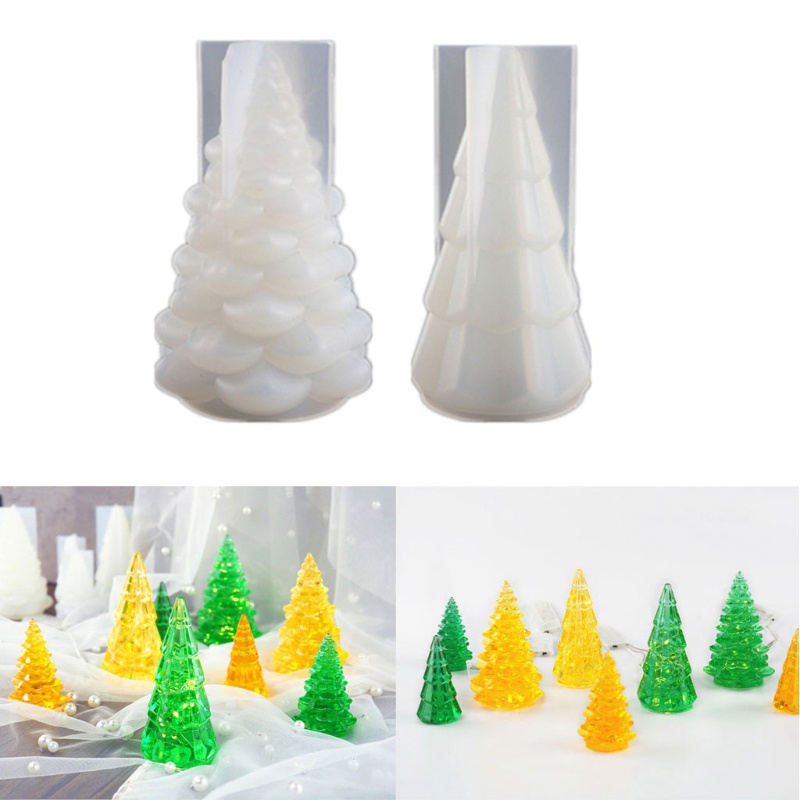 SIY  3D Christmas Tree Silicone Epoxy Resin Mold Multi Colored Fairy Night Lights LED Vase Base Light Christmas Tree DIY Mold