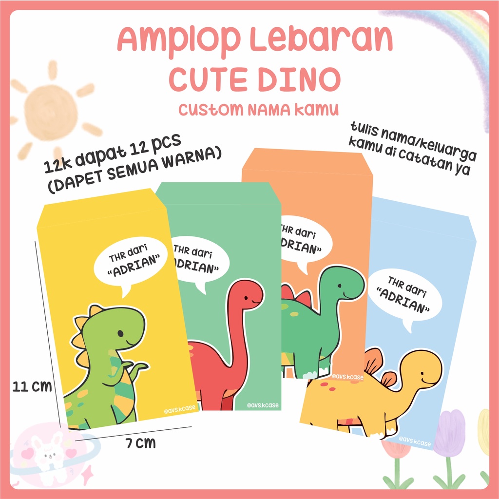 

AMPLOP LEBARAN DINO 12 PCS CUSTOM NAMA KAMU