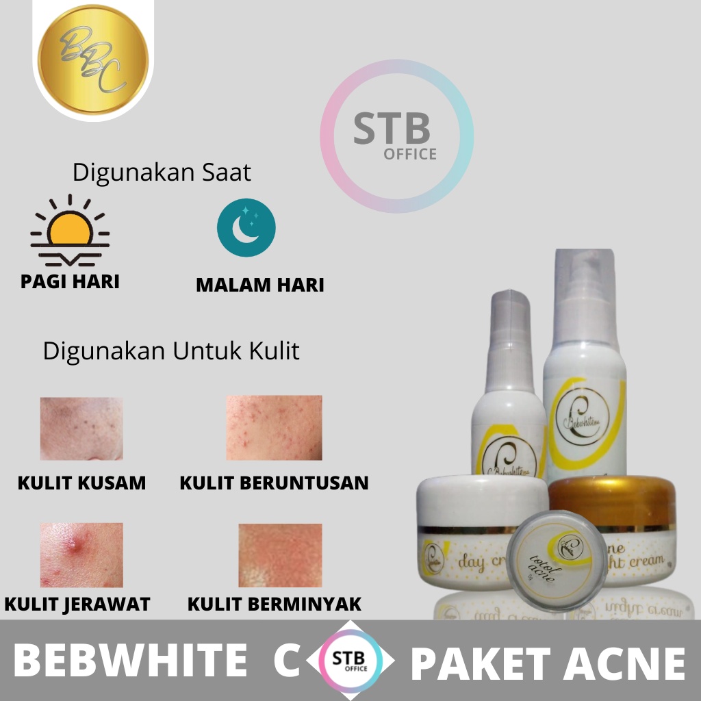 Bebwhite C Paket Skincare Kecantikan Wanita Glow Bpom Glow Forte Acne Series Perawatan Wajah Wanita Penghilang Jerawat dan Bekas Jerawat Flek hitam Pori Pori Kulit Berminyak Anti Aging Kusam Komedo Beruntusan Skincare Wanita Aman BUMIL BUNSUI ORIGINAL