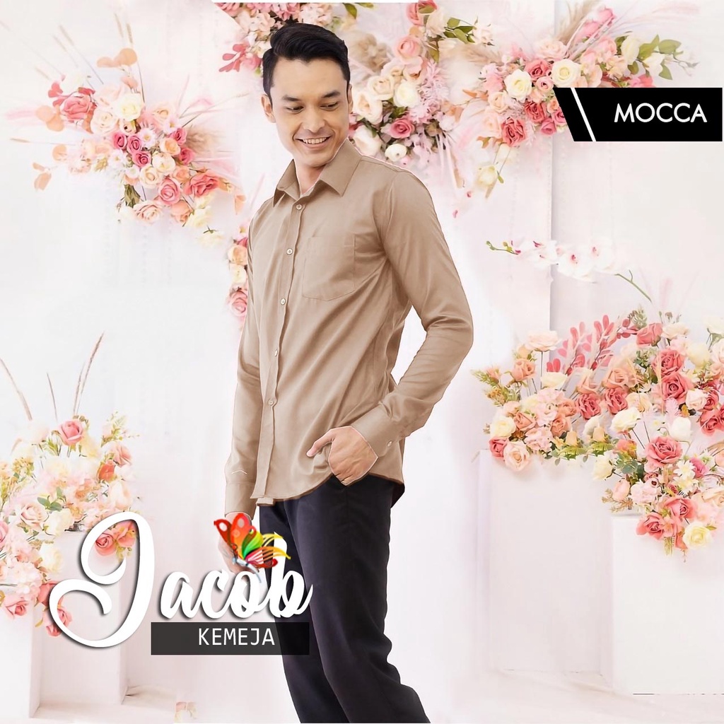 KEMEJA JACOB POLOS  / ATASAN PRIA / KEMEJA BASIC POLOS PRIA MOSCREPE / KEMEJA KOKACOB / ATASAN BAJU COWOK LENGAN PANJANG &amp; PENDEK