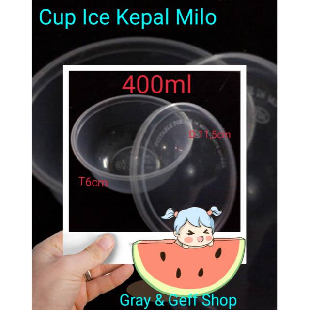 CUP MANGKOK PLASTIK 400ML  / CUP ICE KEPAL MILO ,PUDING DLL