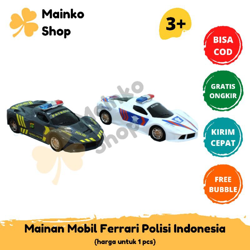Mainan Mobil Racing Ferrari Polisi Indonesia Diecast Friction