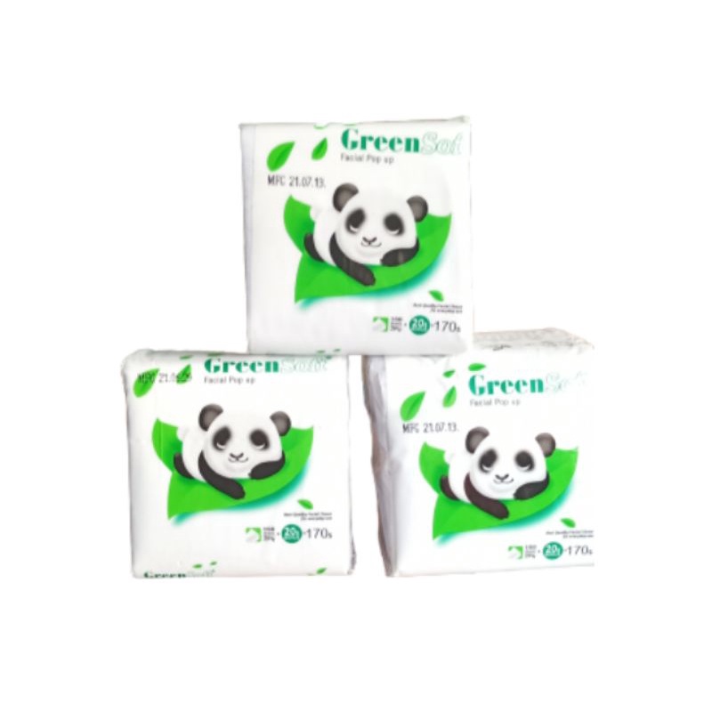 TISSUE MEJA MAKAN POP UP GREEN SOFT PANDA 170 SHEET