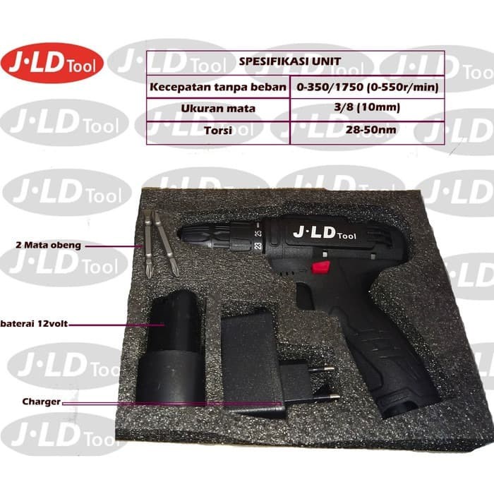 [1BATERAI] Bor Baterai JLD Hitam 12S Cordless Drill