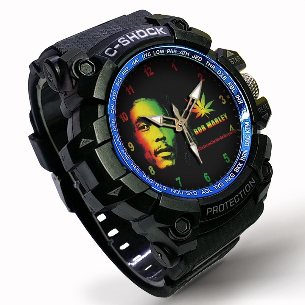 (EXCLUSIVE ) JAM TANGAN BOB MARLEY WATER RESIST FREE BOX DAN BATREI - NO.3